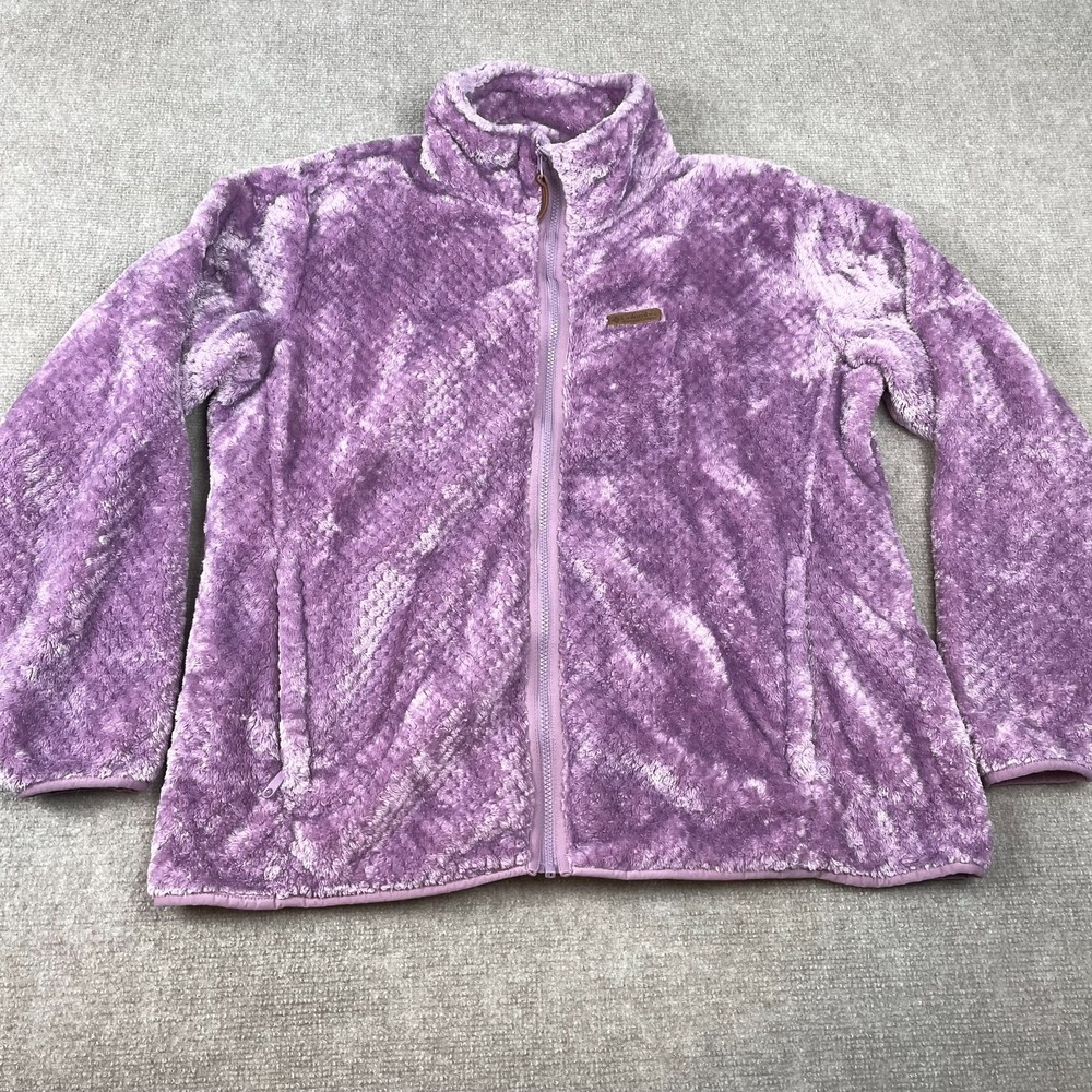 Columbia Fire Side II Sherpa Fleece Jacket Womens 2X Purple Pockets Full Zip